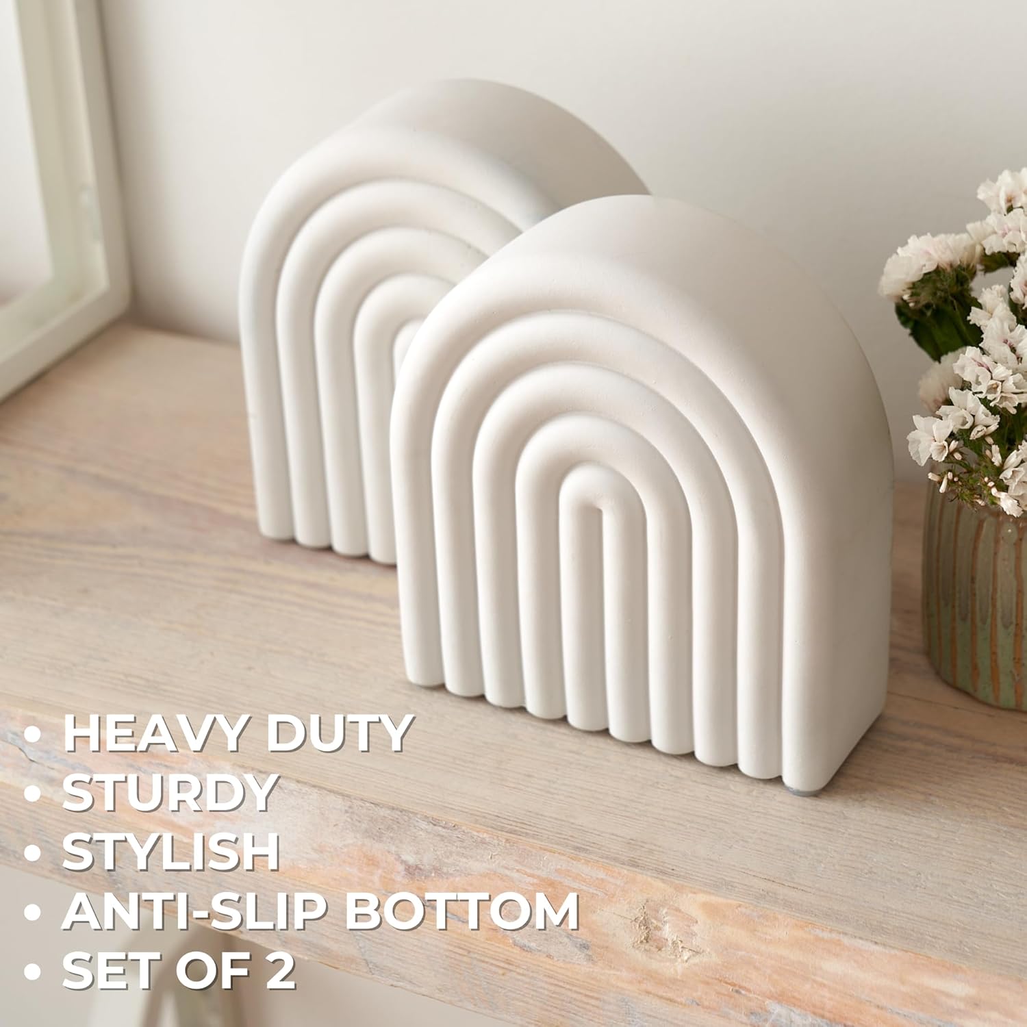 Aesthetic Book / Decorative Concrete Bookends for Heavy Books / Set of 2