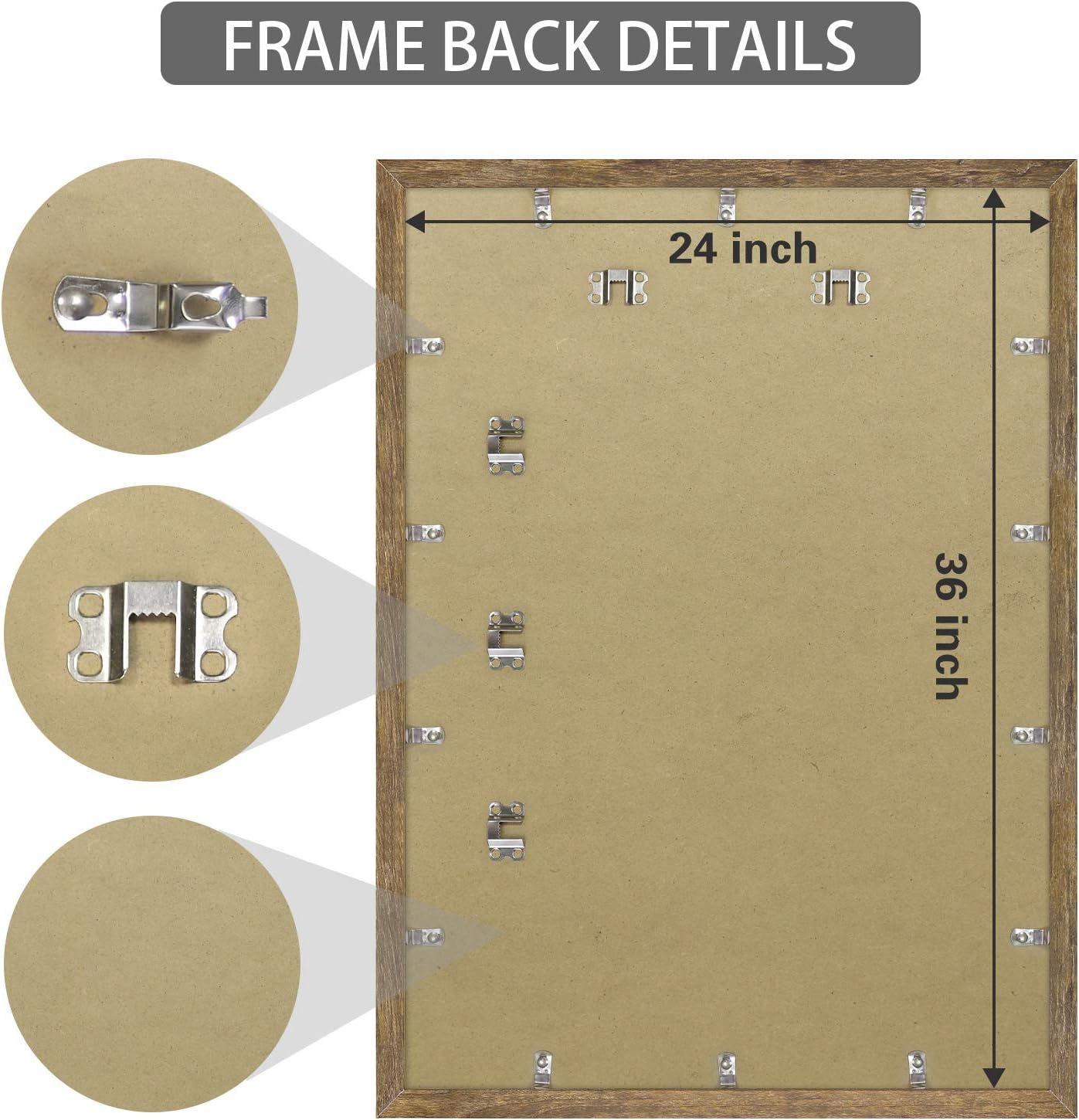 DABLUE Rustic Brown 24x36 Frames 2 Pack, Suitable for Posters and Wall Art | Warm rustic brown tone fits most interior