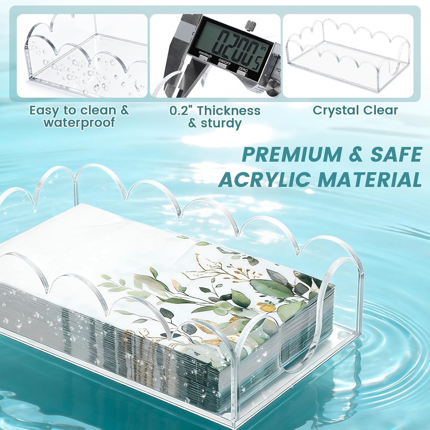 Thick Acrylic Napkin Holder / 9 x 5 x 2.45 / Clear