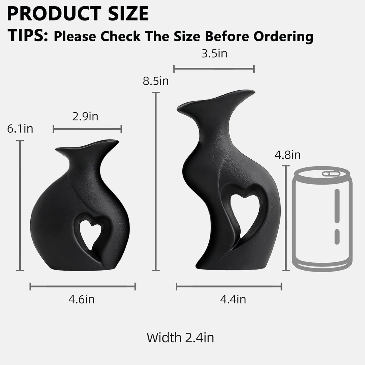 Black Ceramic Vase / Standard Black / Set of 2