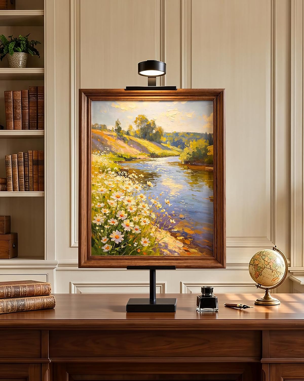 Adjustable Tabletop Easel Stand with Picture Frame Light, Black | Picture Easels for Display Up to 29" H, Picture Frame