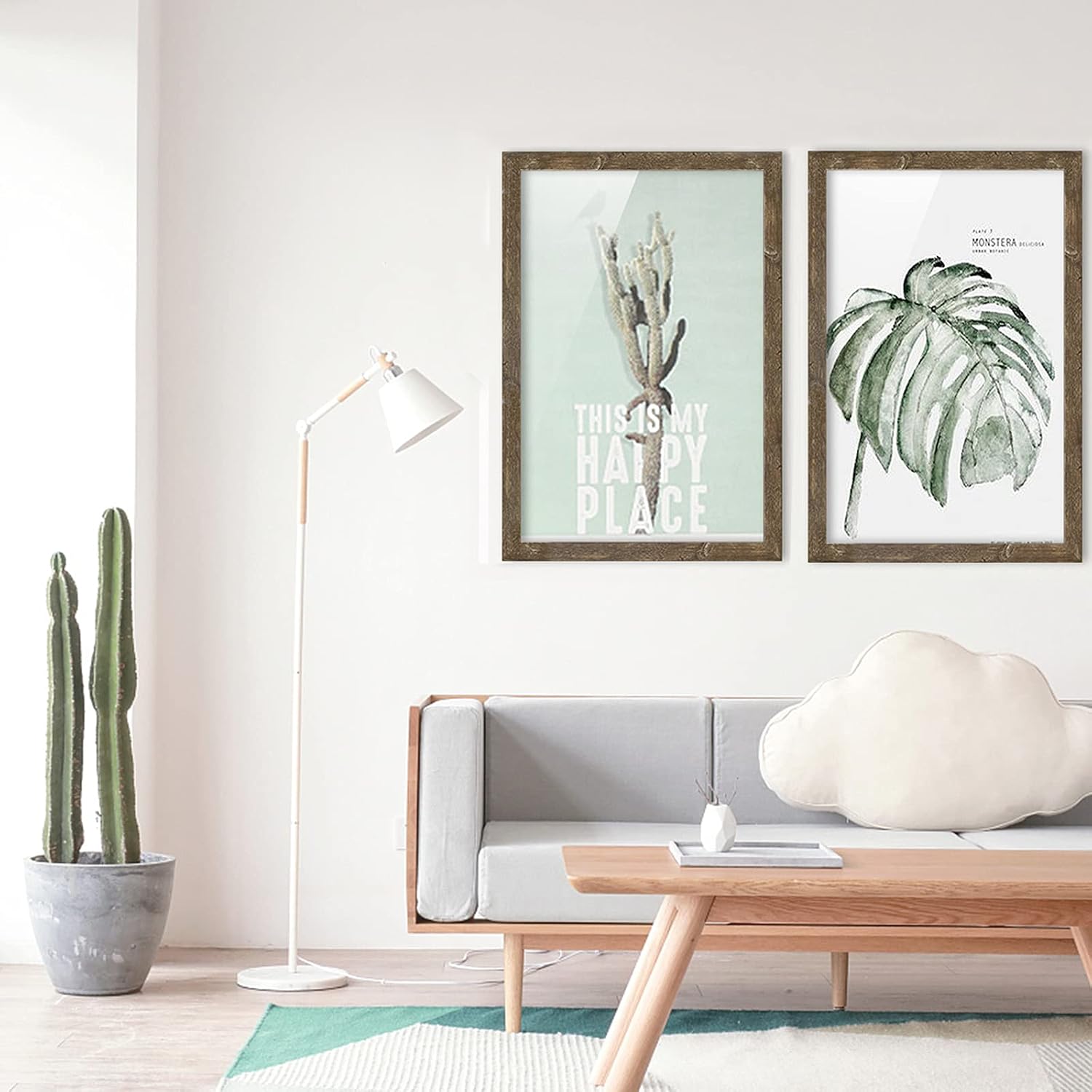 DABLUE Rustic Brown 24x36 Frames 2 Pack, Suitable for Posters and Wall Art | Warm rustic brown tone fits most interior