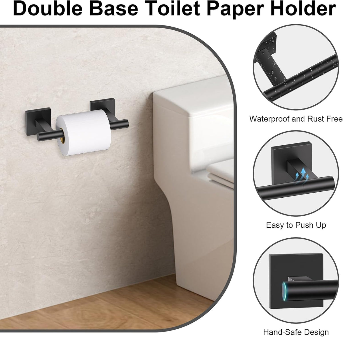 10 Pieces Matte Black Towel Bar Set, Double Dase Toilet Paper Holder Bathroom Hardware Set, 23.6 Inch Stainless Steel