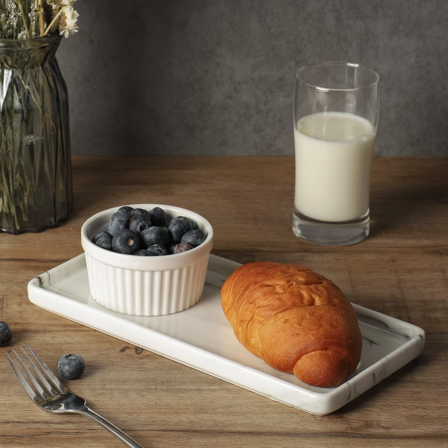 Ceramic Vanity Trays / Marble Set/1 / L - 9.8