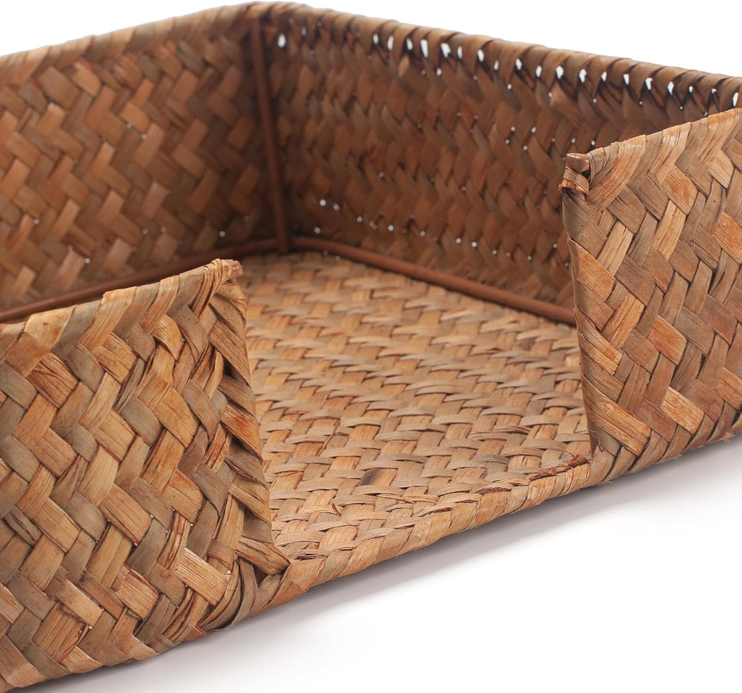 Seagrass Napkin Holder Woven Flat Napkin Basket Tray / Square / 7.5 x 7.5 x 2.5