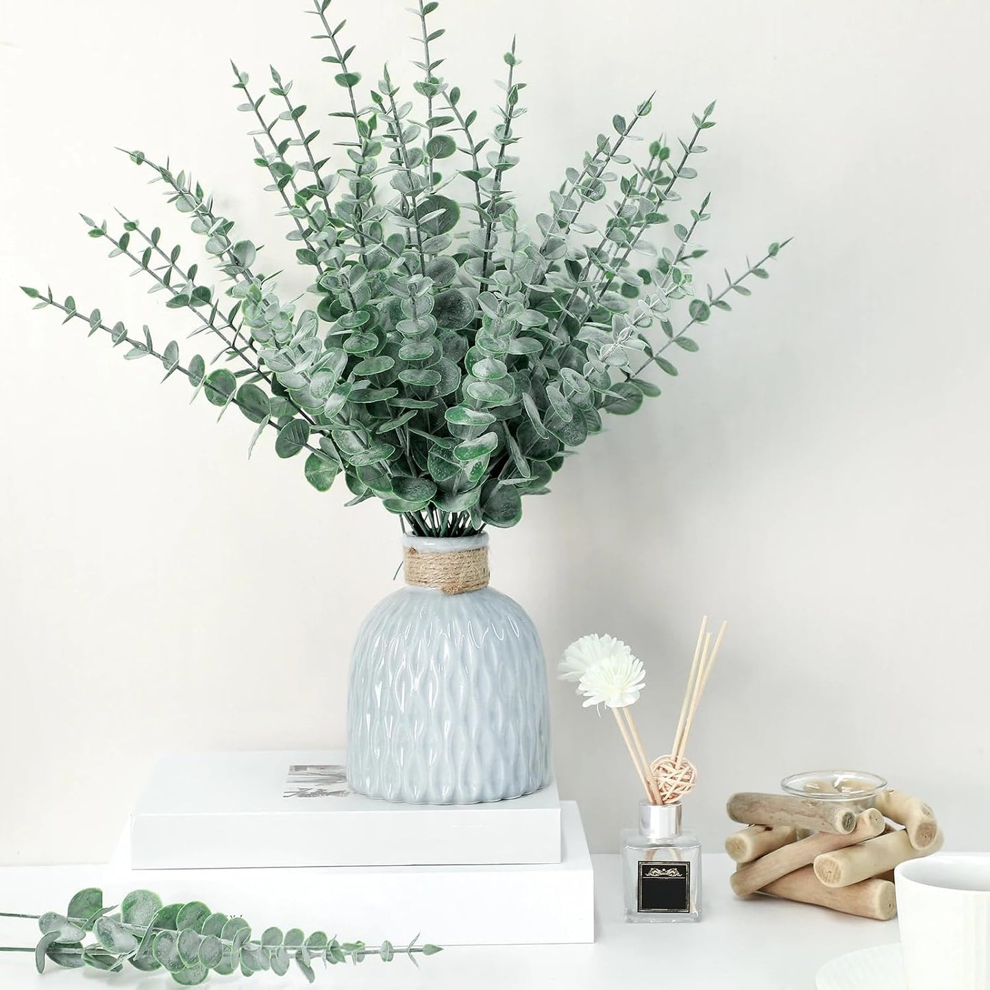 Eucalyptus Stems Faux Greenery Artificial Eucalyptus Leaves Eucalyptus / Dark Green / Set of 300