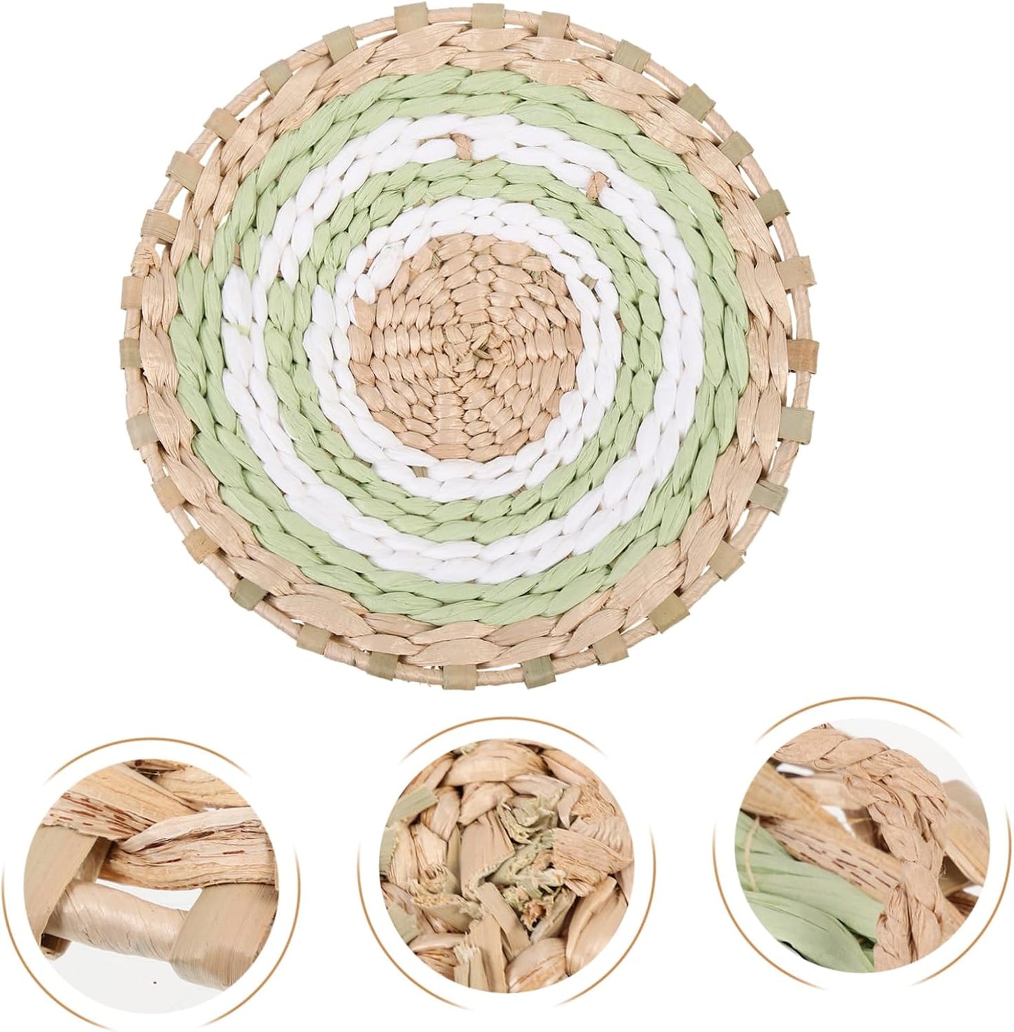 Woven Straw Wall Hanging Pendant / Natural / 7.79 x 7.79 x 1.57
