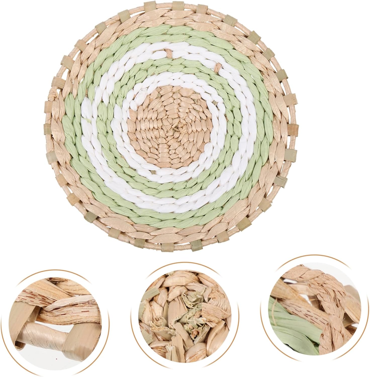 Woven Straw Wall Hanging Pendant / Natural / 7.79 x 7.79 x 1.57