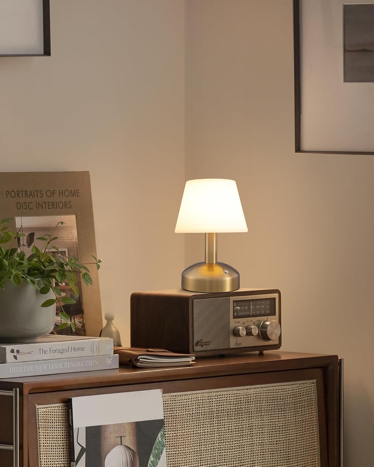 KDG Gold Cordless Small Table Lamp, Portable LED Dimmable Desk Lamp | Modern 4000mAh Rechargeable Battery Operated