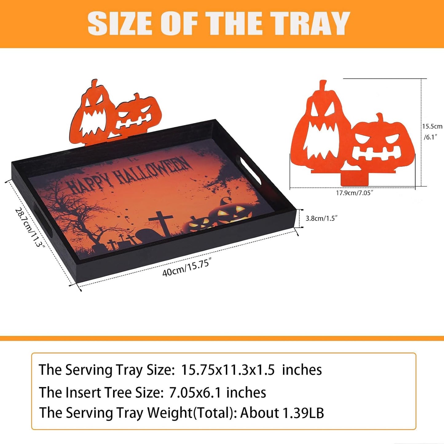 Halloween Decorations Decorative Serving Trays and Platters Pumpkin / Orange / 11.3 x 1.5 x 15.8