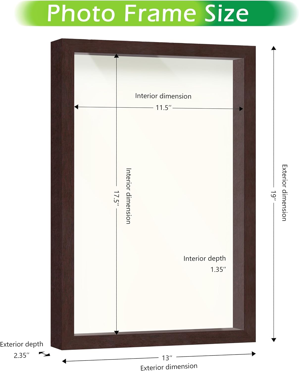 FrameWorks 12" x 18" Mahogany Wooden Shadow Box Frame – Soft Felt Back, Tempered Glass, and Included Elegant White Ball
