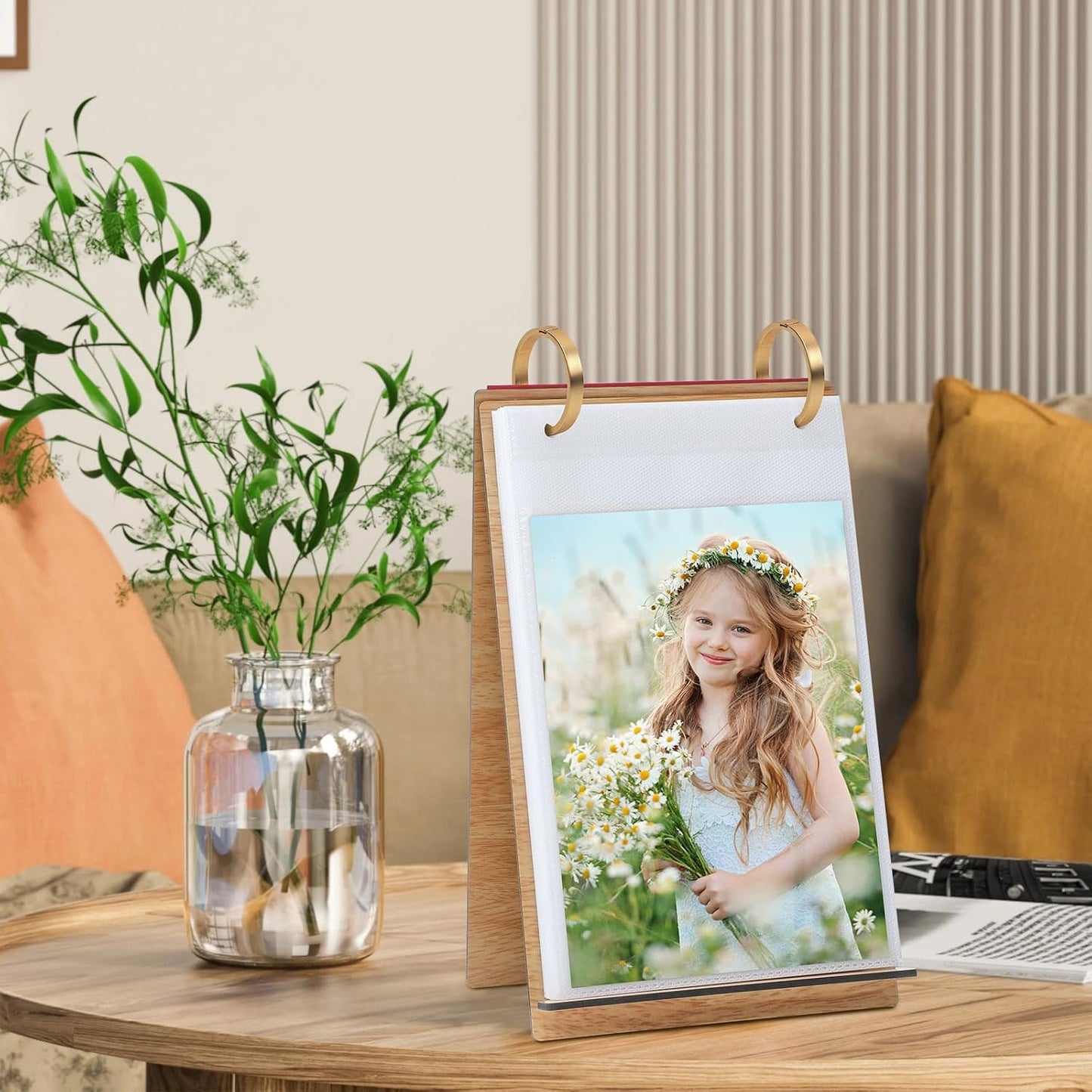 Photo Frames Wooden Flip Photo Album Pictures on Stand Vertical Display for Tabletop / 5 x 7