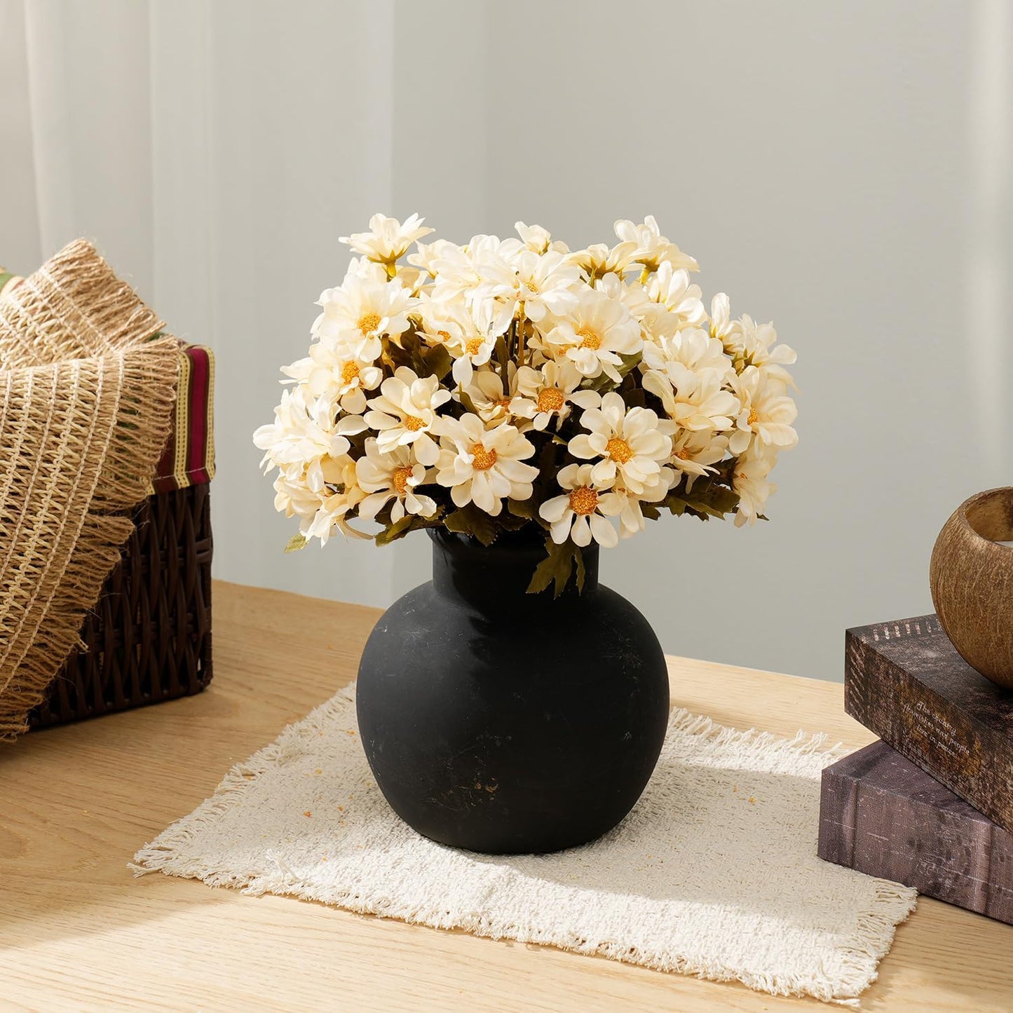 Small Vintage Ceramic Flower Vase Rustic Farmhouse Vase / 102-bronze / 5.9 Inch