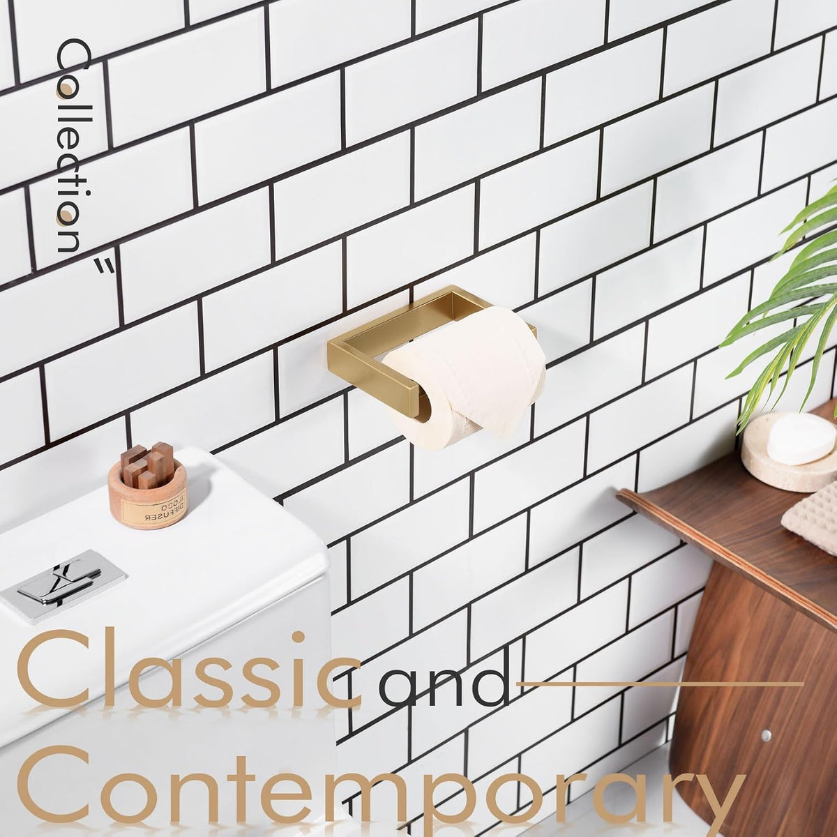 KOKOSIRI Toilet Paper Holder Spring Loaded Bathroom Toilet Roll Holder Wall Mount Champagne Bronze Stainless Steel