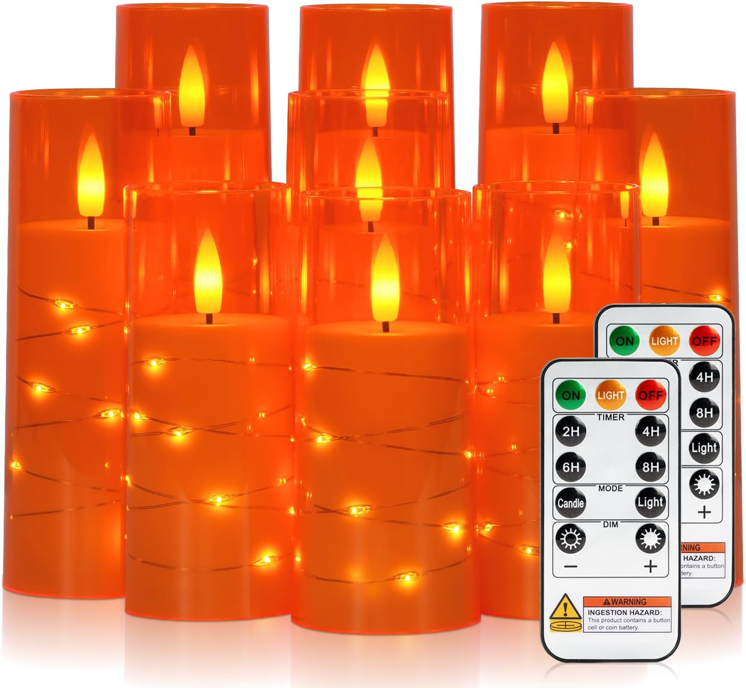 Hot Pink Ribbed Flameless Pillar Candles with Remote Set of 2