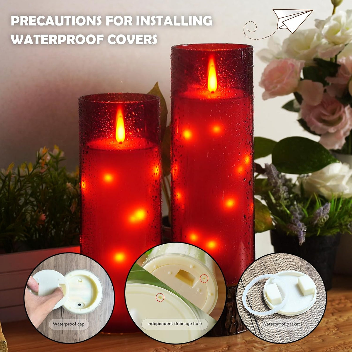 kakoya 11" x 4" Large Outdoor Waterproof Flameless LED Candles with Remote and Timer,Acrylic Pillar Candles Battery