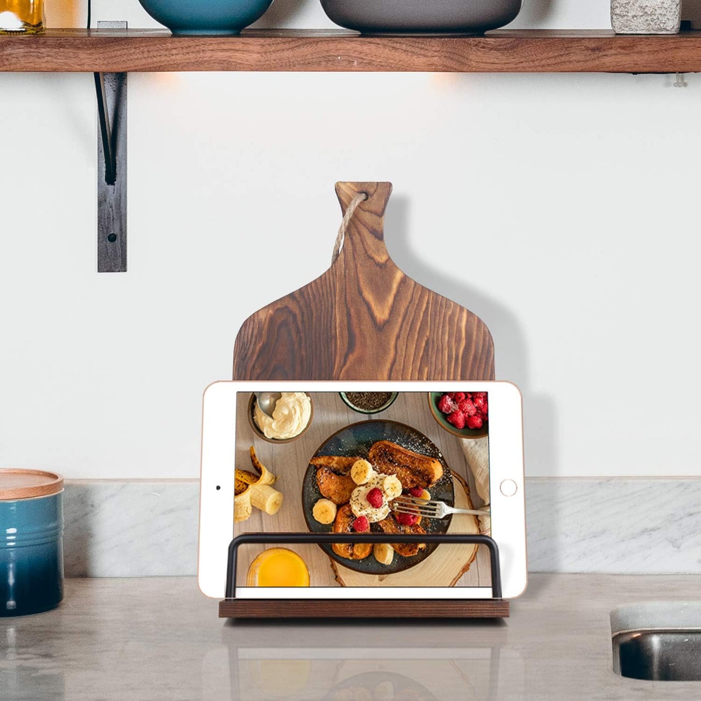 Cookbook Stand for Kitchen Counter Wood Adjustable Recipe Book Holder Stand iPad Rustic Holder Thanksgiving Day