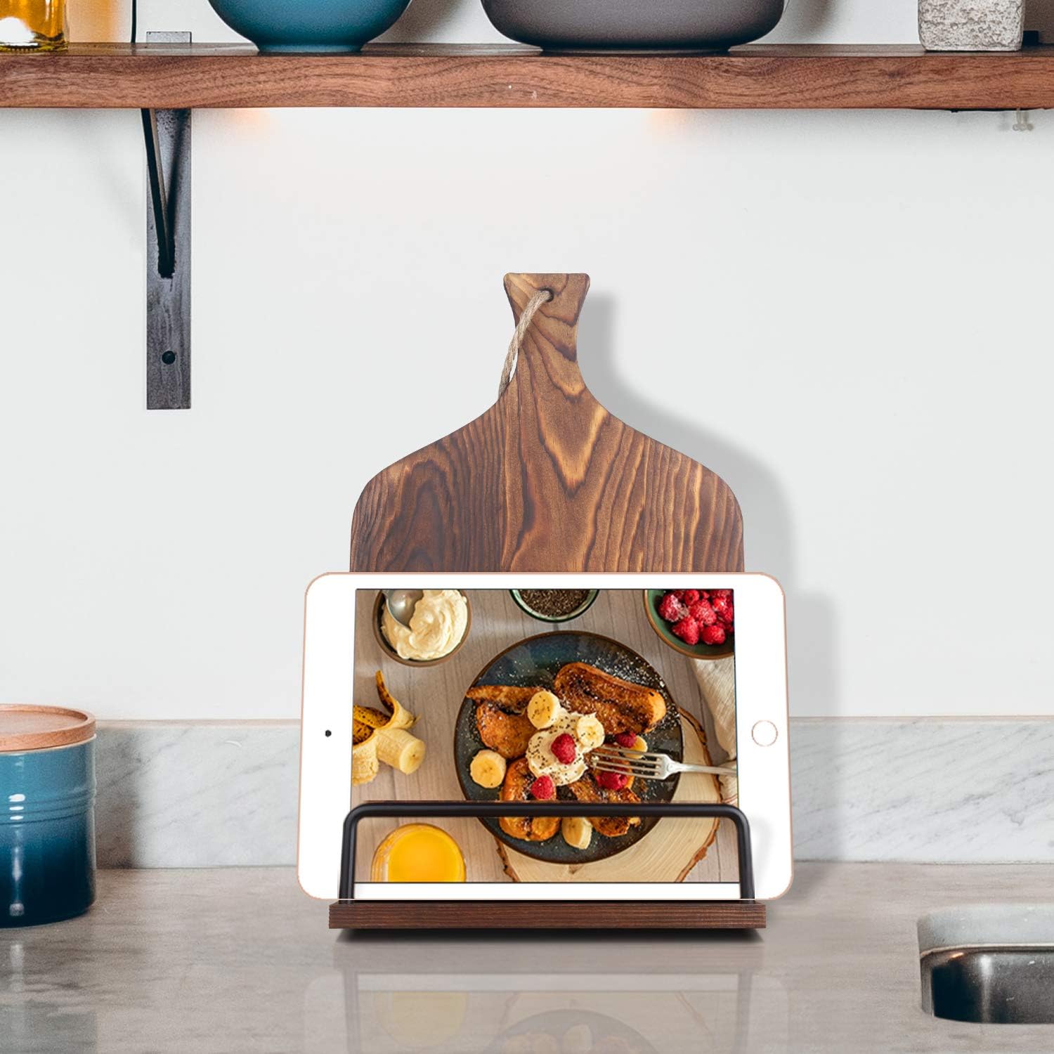 Cookbook Stand for Kitchen Counter Wood Adjustable Recipe Book Holder Stand iPad Rustic Holder Thanksgiving Day