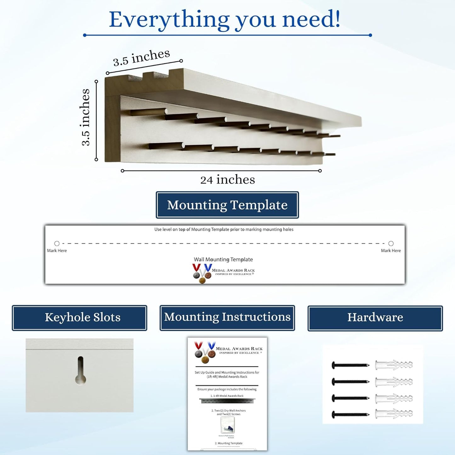 Premier Medal Hanger Display Rack and Trophy Shelf for Gymnastics, Soccer, Basketball, Football, and More – 2, ft