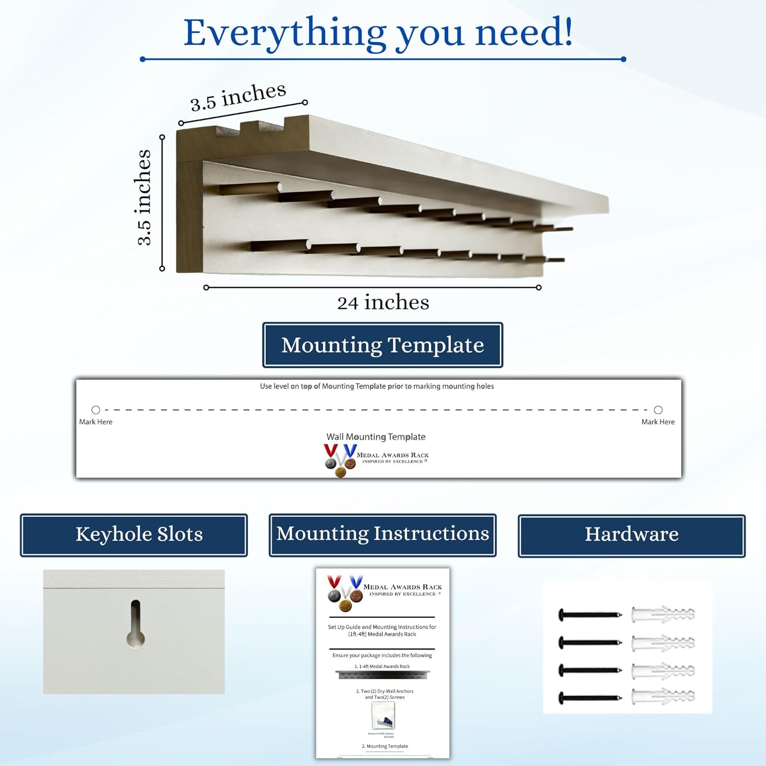 Premier Medal Hanger Display Rack and Trophy Shelf for Gymnastics, Soccer, Basketball, Football, and More – 2, ft