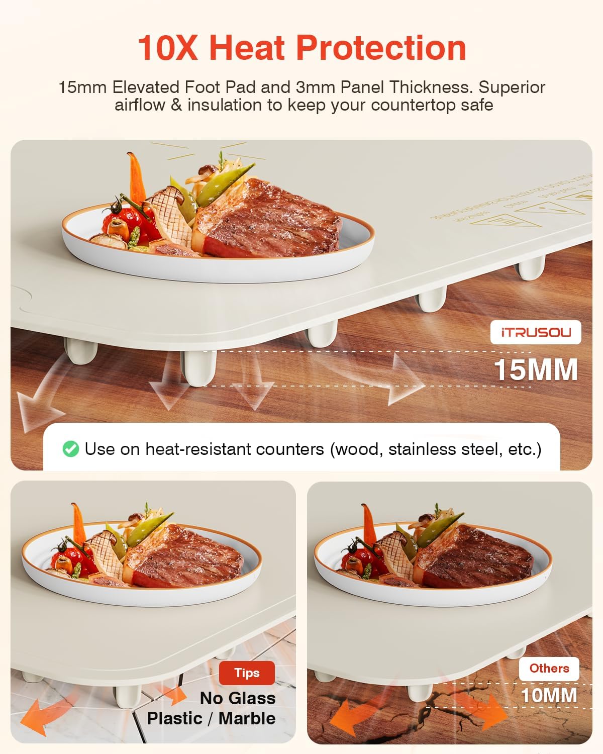 Electric Warming Tray 99H Continuous Heat / 25 x 16 / 120V / Beige