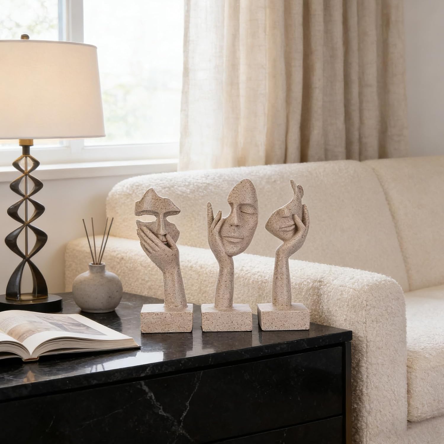 Thinker Large Statue Set / Sandstone / Set of 9