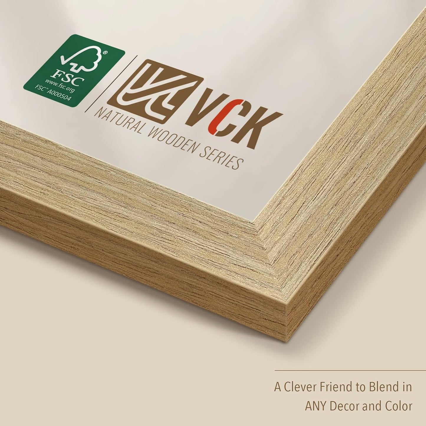 VCK 18x24 Poster Frame 3 Pack, Natural Oak Wood Wide Border, for Picture | Light Woodgrain, Wall Hanging, HD