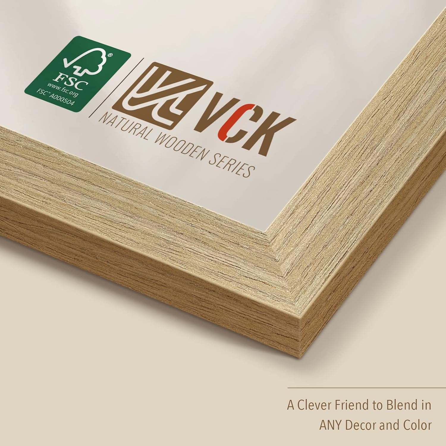 VCK 18x24 Poster Frame 3 Pack, Natural Oak Wood Wide Border, for Picture | Light Woodgrain, Wall Hanging, HD