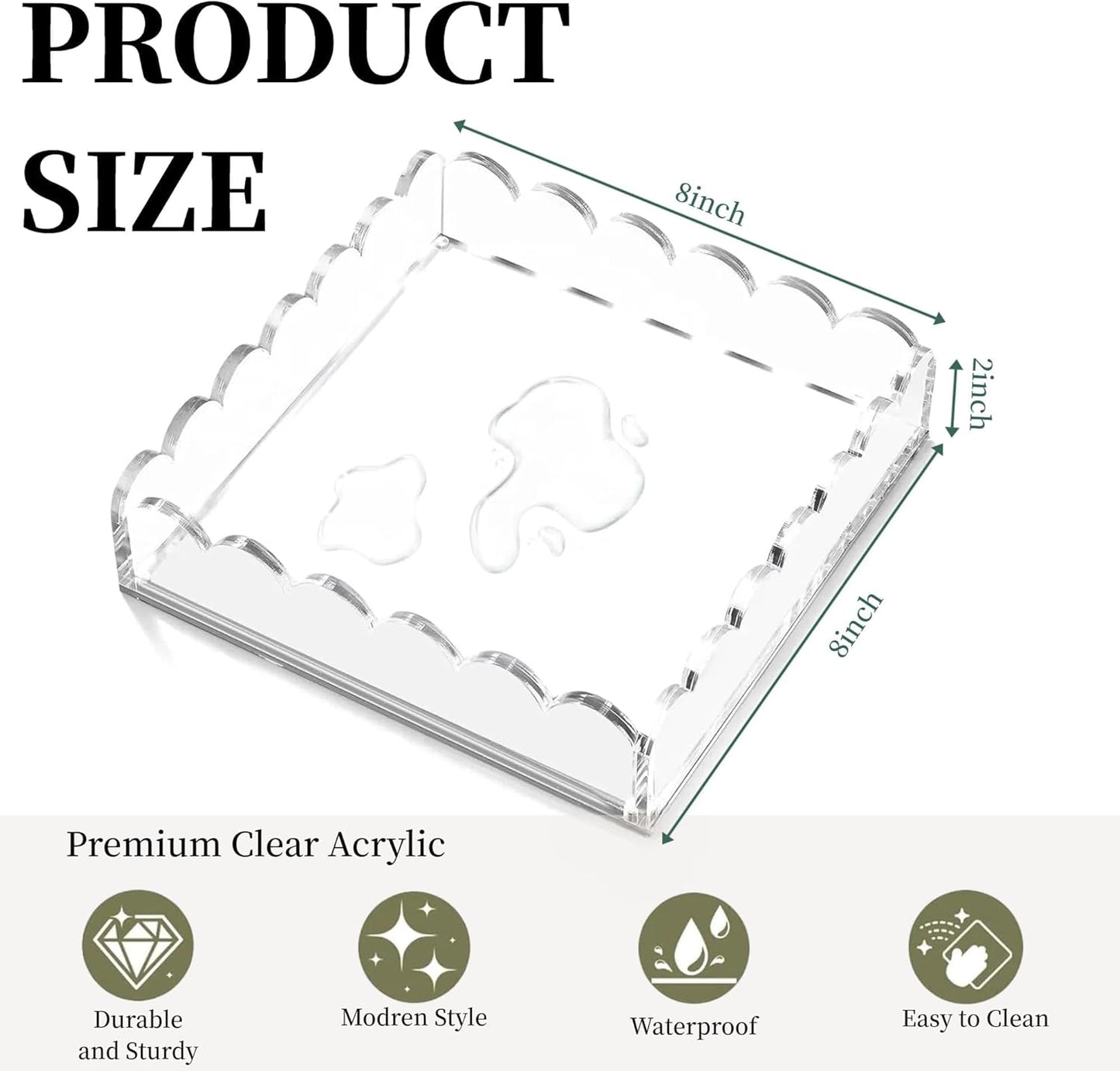 Scalloped Acrylic Tray / 8*8*2"-bottom / 8 x 8