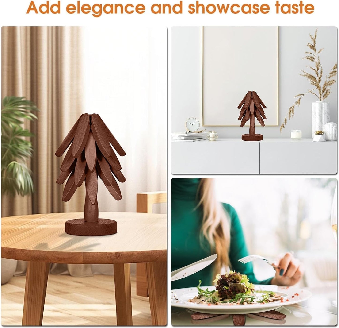 Tree Coasters- 4 Wooden Trivets + 1 Stand stored for hot
