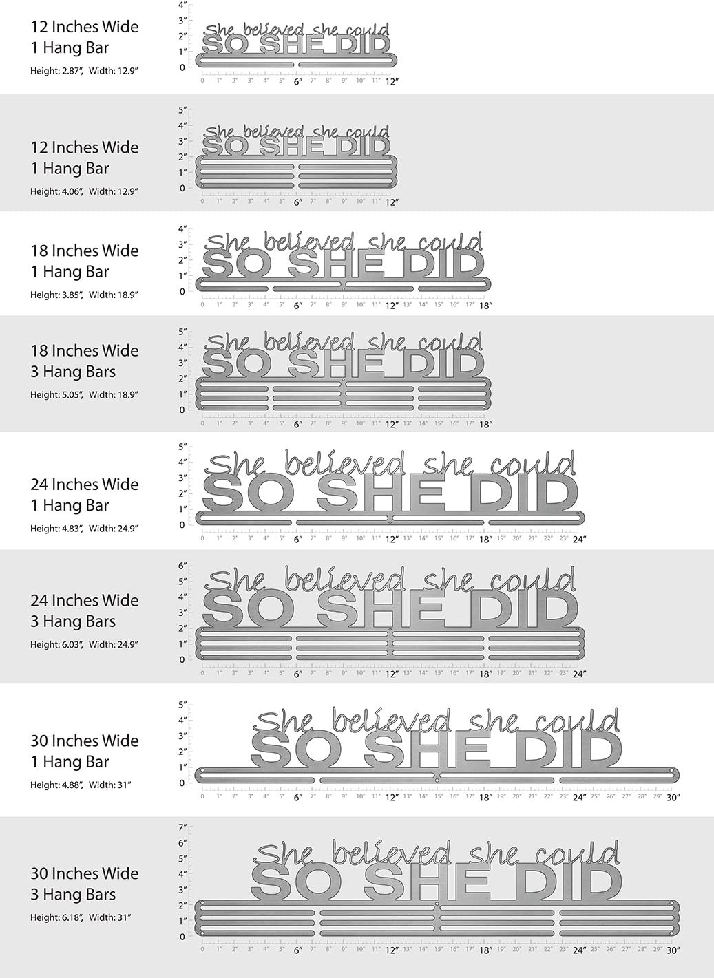 Allied Medal Hangers - She Believed She Could So She Did (Text Only): Awards Display Rack Holder - Multiple Size