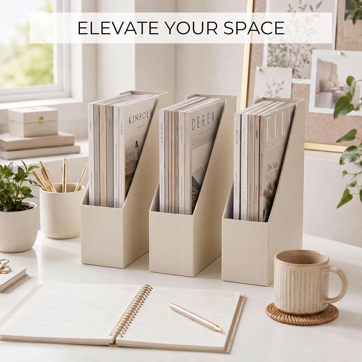 Beautiful Magazine Holder Set Of 3 - Sturdy File Holder for Desk Or Shelves | The Perfect Office Storage to