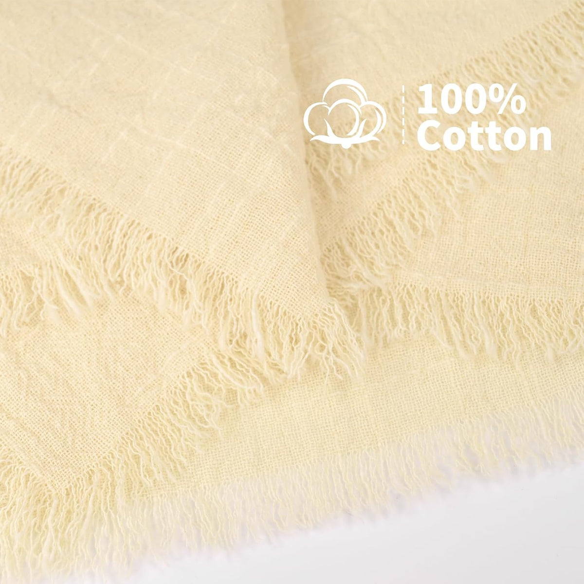 Showgeous 60 Pack Beige Cloth Napkins with Fringe, 16x16 inch 100% Cotton | Beige Napkins Handmade Dinner Napkins Bulk