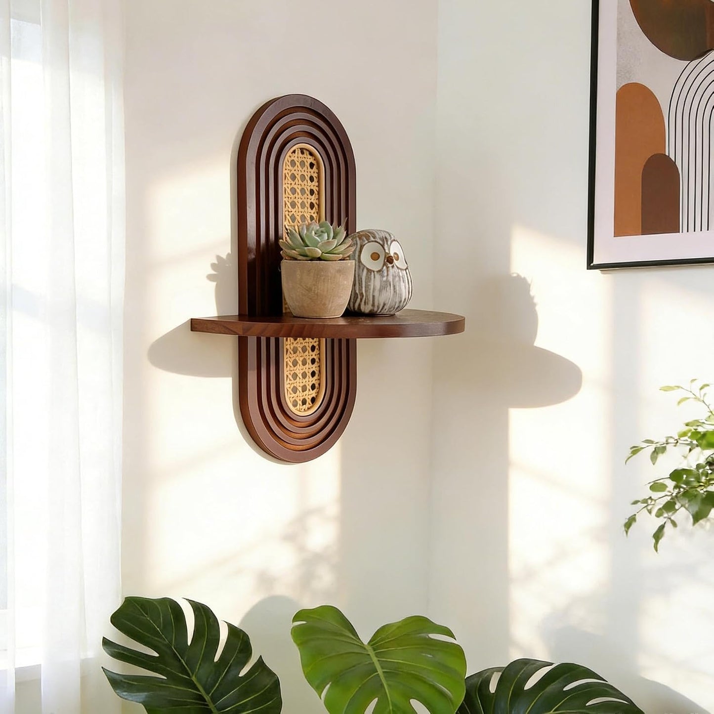 1pc Mid-Century Modern Wall Shelf / Walnut