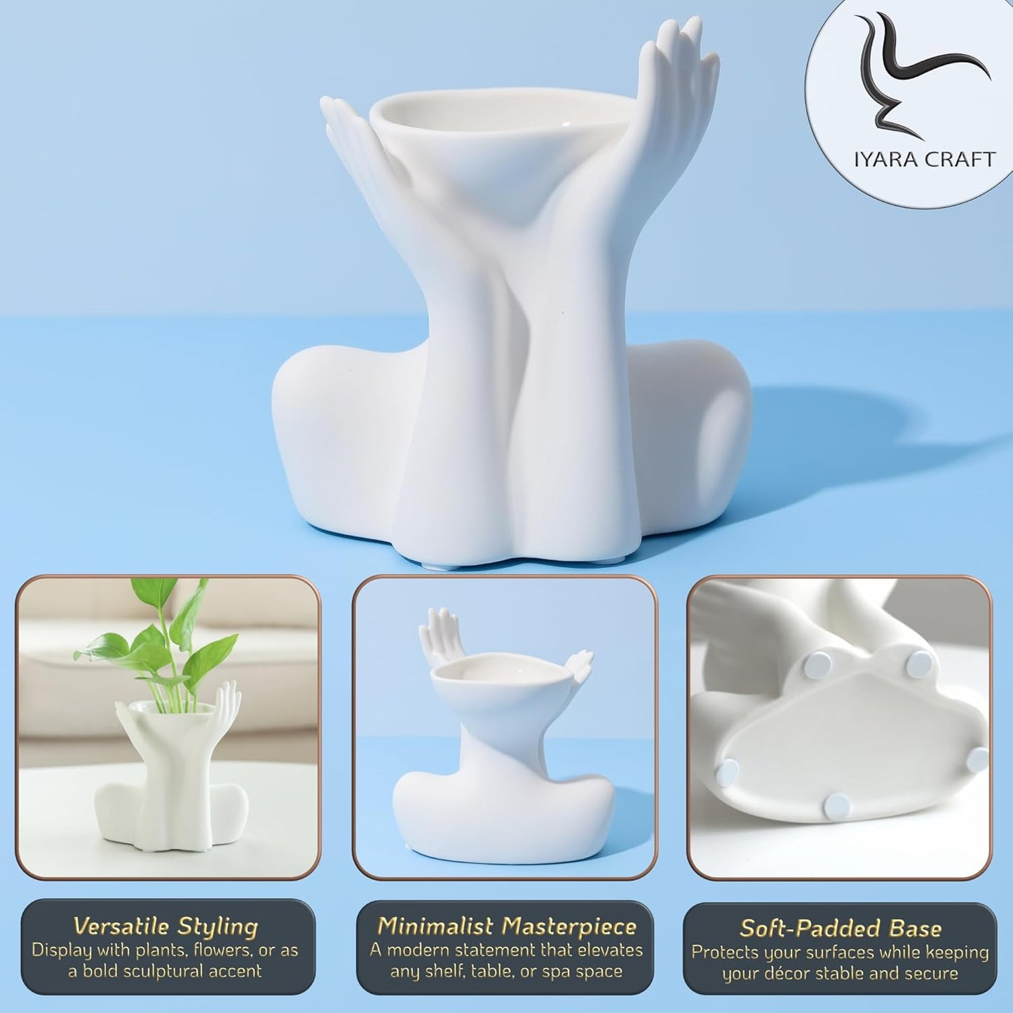 Elegant Hands Ceramic Vase / Luna-white