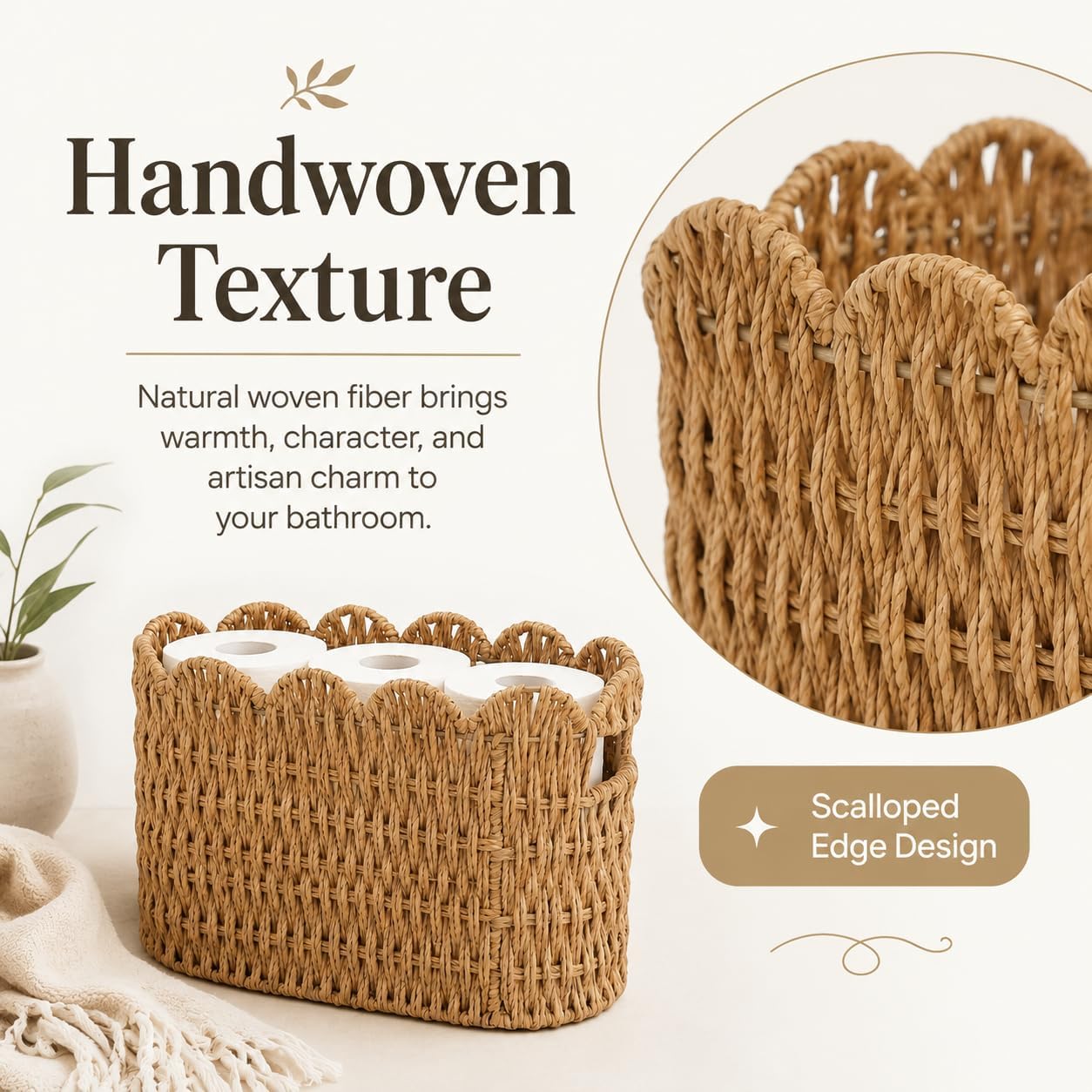 Tall Wicker Basket / Paper Rope