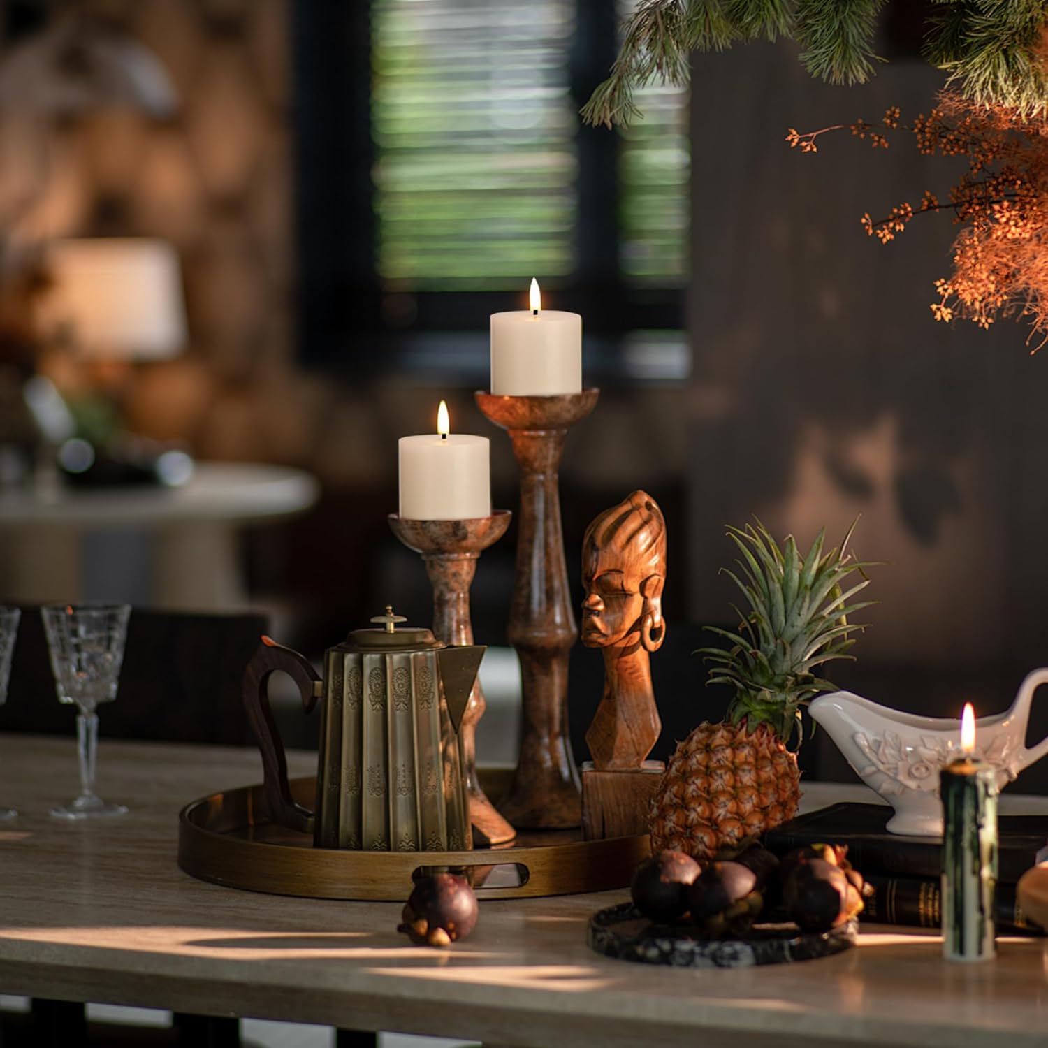White Flickering Flameless Candles with Remote Timer, LED Candles 3 Psc | 3 x 3 Inch Real Wax Battery Operated Candles
