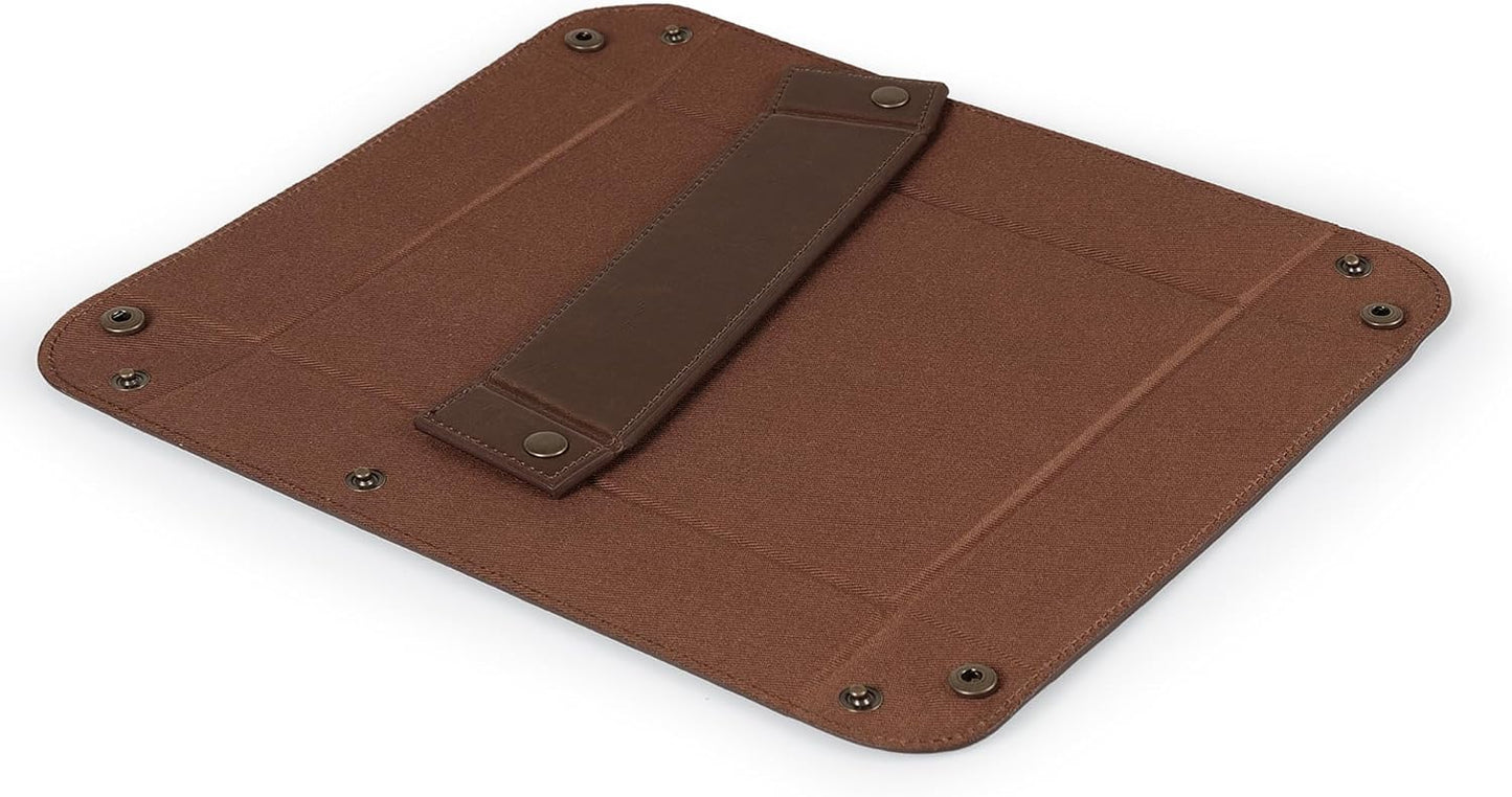 Londo PU Vegan Leather Valet Tray for Men — Catchall EDC for Keys, Wallet, Watch, AirPods — Nightstand & Entryway Tray