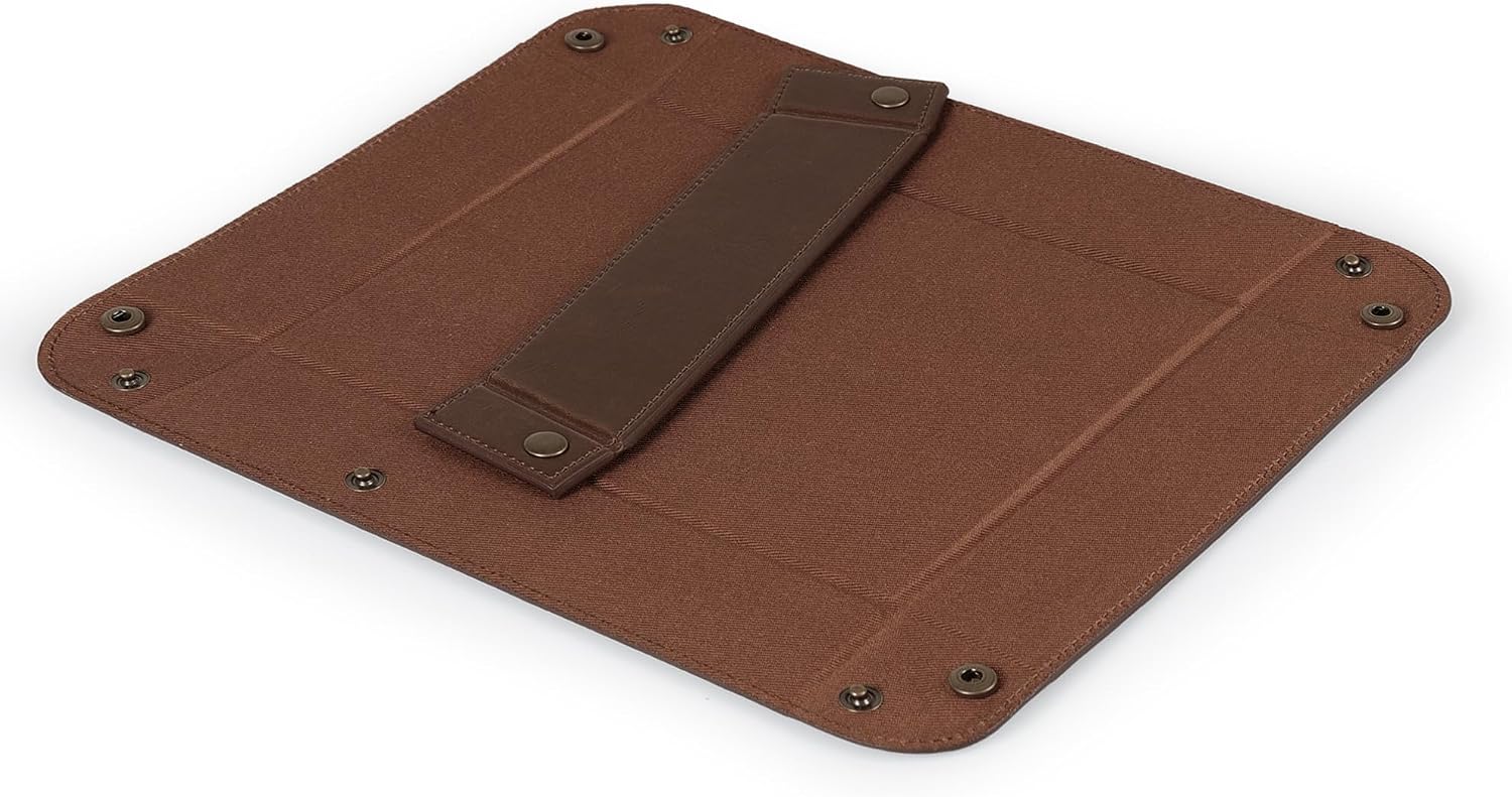 Londo PU Vegan Leather Valet Tray for Men — Catchall EDC for Keys, Wallet, Watch, AirPods — Nightstand & Entryway Tray