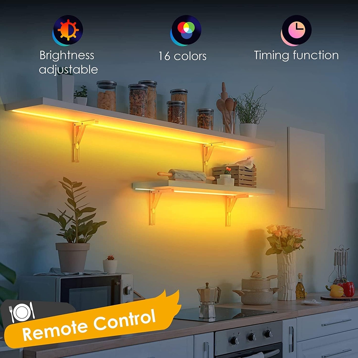 Battery Powered LED Strip Lights, Wireless RGB LED Strip Lights with 24 Keys Remote Control, 20 inch x 3 Pack for