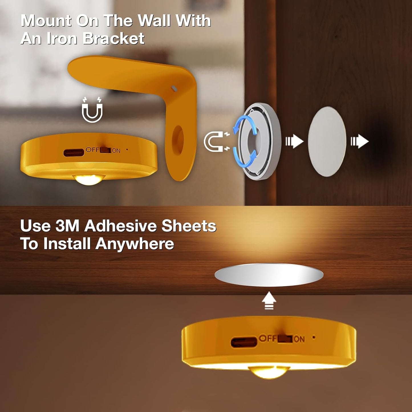 Picture Lights for Wall Wireless with Magnetic,2000mAh Rechargeable Picture Frame lights with Dimmable,Puck Lights with