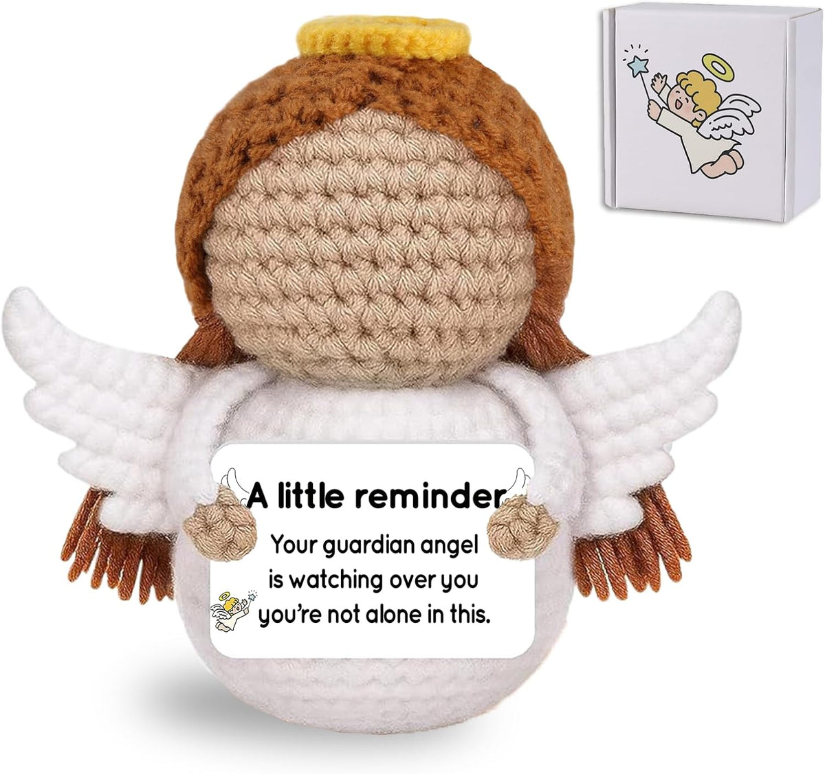 Crochet Guardian Angel Gifts for Cancer Mom Friend Nurse Teacher,Get Well Soon Gifts for Catholic Spiritual Self Motivation Church Decor Emotional Inspirational Support Graduation Gift