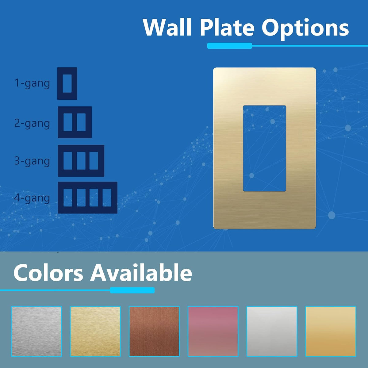 LIDER Screwless Metal-Surface Wall Plate, Mid-Size 1-Gang, 2-Pack | Temperature And Impact Resistant, Decorator Switch