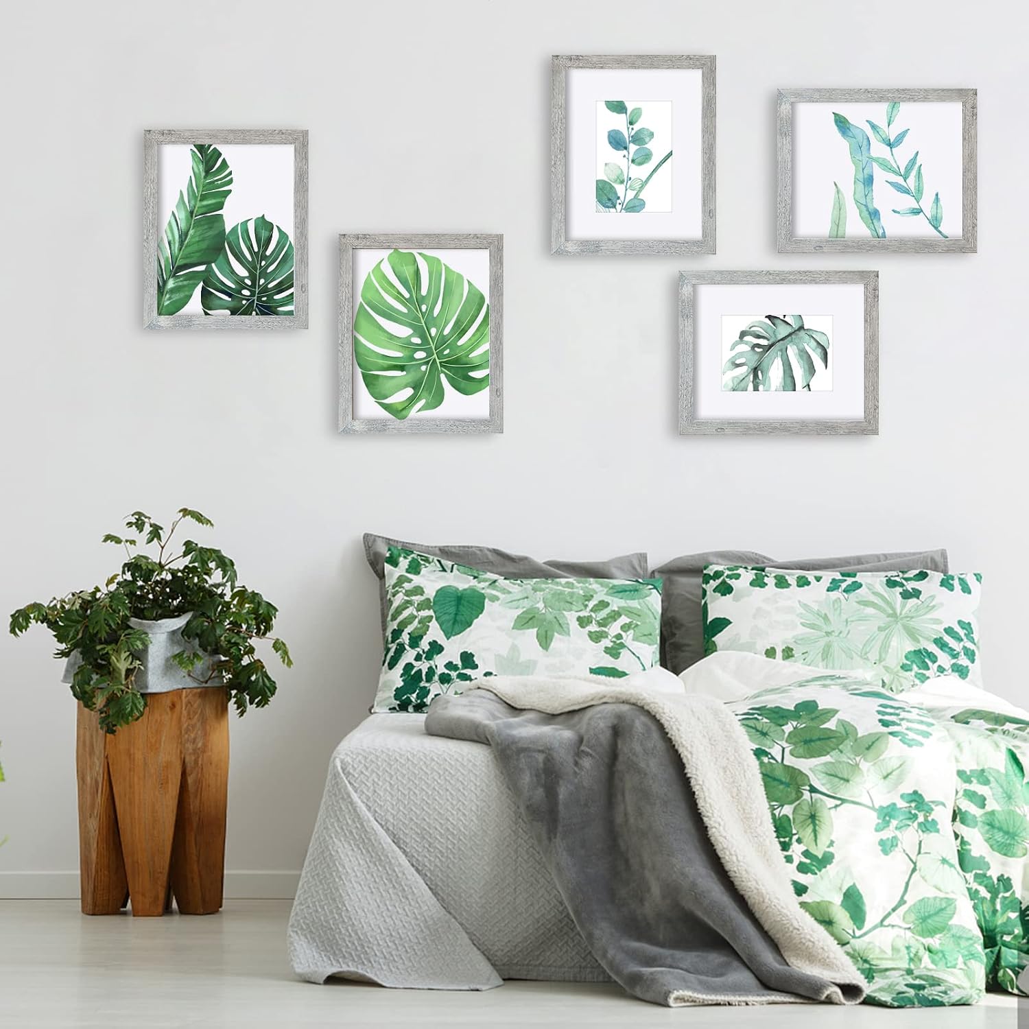 SESEAT 8x10 Picture Frame Light Grey Set of 6, Display Pictures 5x7 With mat or 8x10 Without Mat