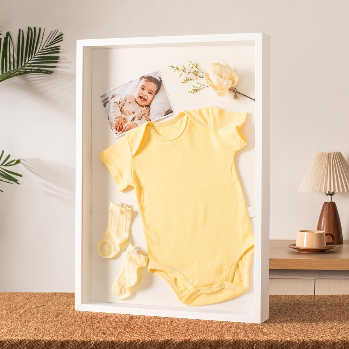 16x20 Large Shadow Box Frame with Thickened Acrylic Panel & Pins | With Push Pins, Deep 1.7" White Shadow Box Display