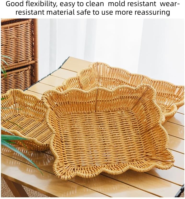 Wave Shaped Woven Dining Basket Set / Set of 3