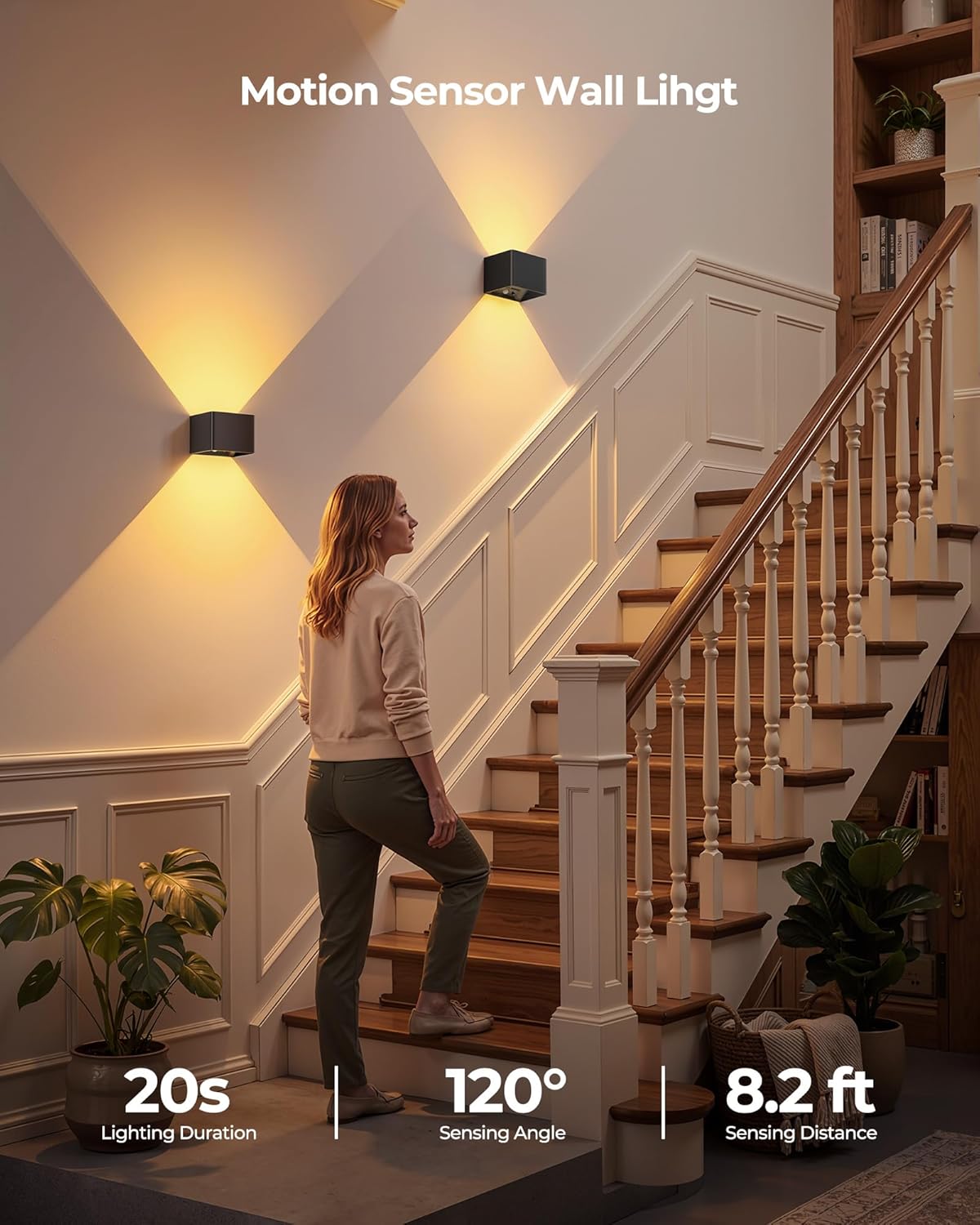 iMaihom Motion Sensor Wall Lights with Remote, 5000mAh Rechargeable Battery Operated Wall Sconces, Wireless Indoor Up