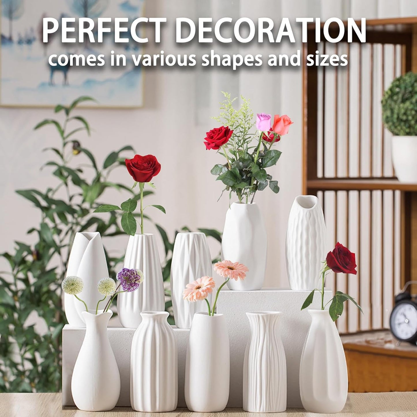 5'' Ceramic Bud Vases / 01 / White / Set of 10