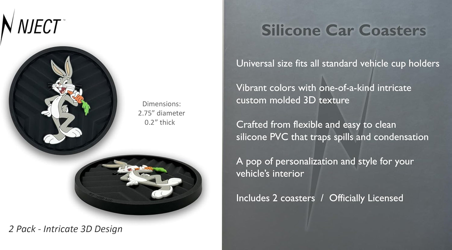 Officially Licensed Looney Tunes Automotive 3D Textured Silicone Coasters / Bugs Bunny