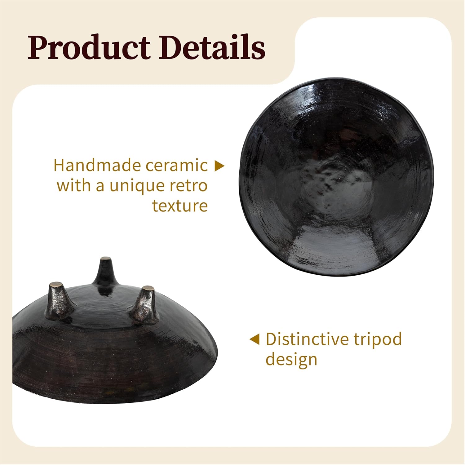 Small Wabi-Sabi Ceramic Bowl / Black / 6 Inch
